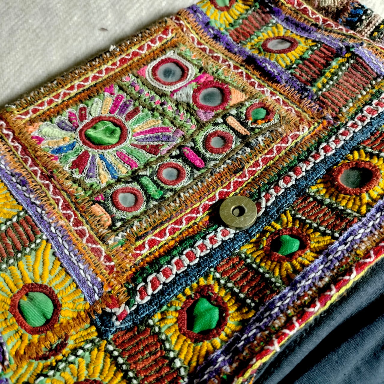 Handcrafted embroiderd tribal sling bag