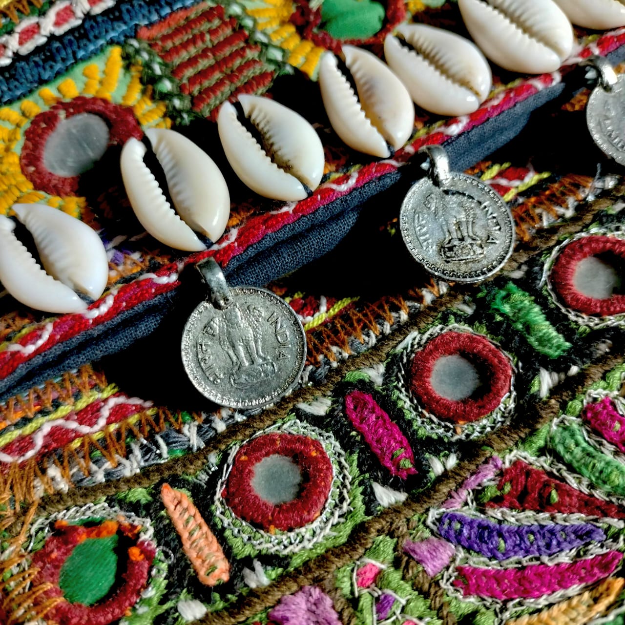 Handcrafted embroiderd tribal sling bag