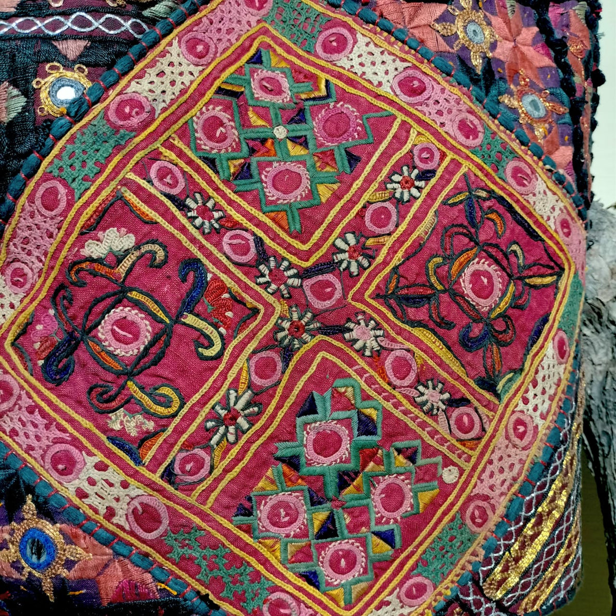 Handcrafted embroiderd vintage tote bag