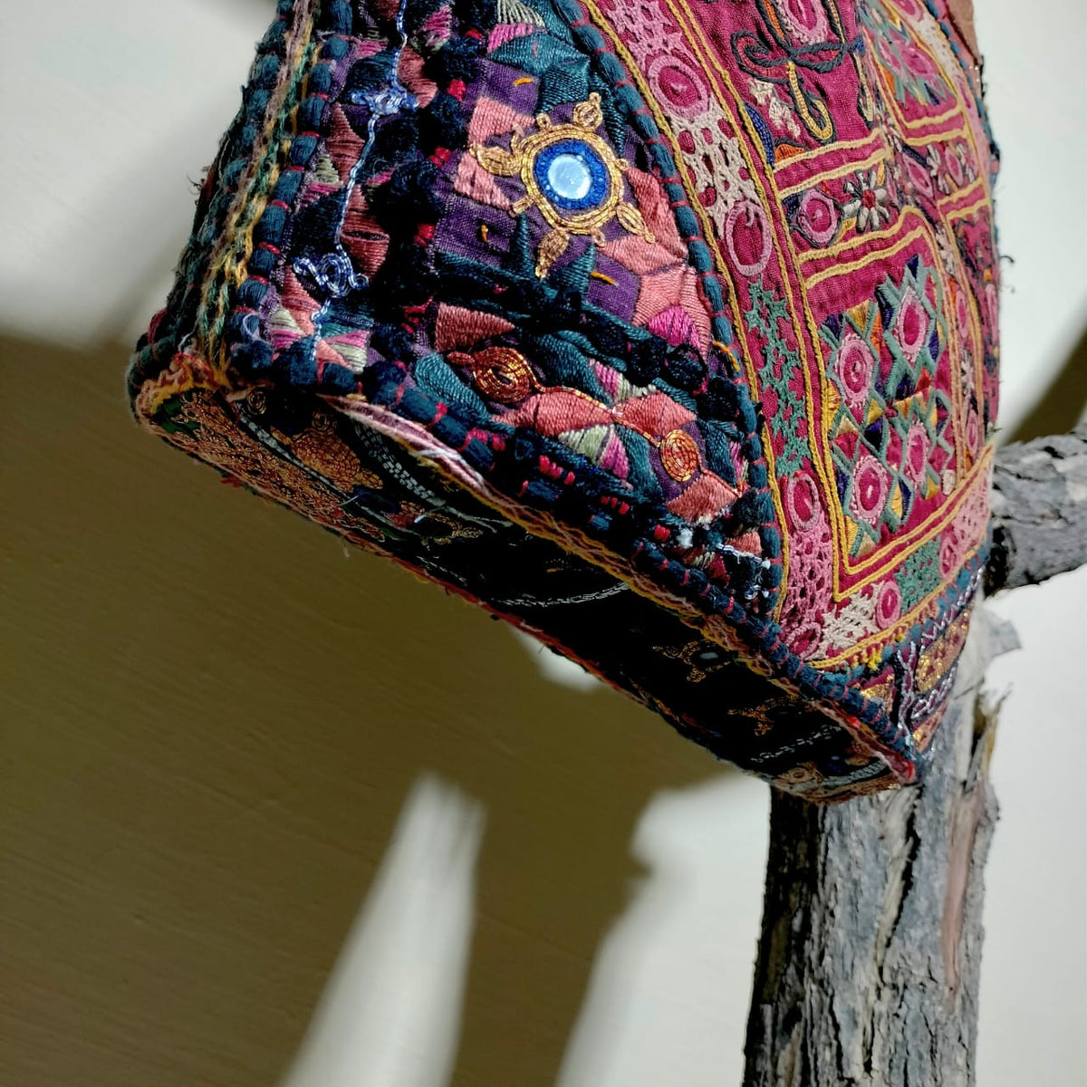 Handcrafted embroiderd vintage tote bag