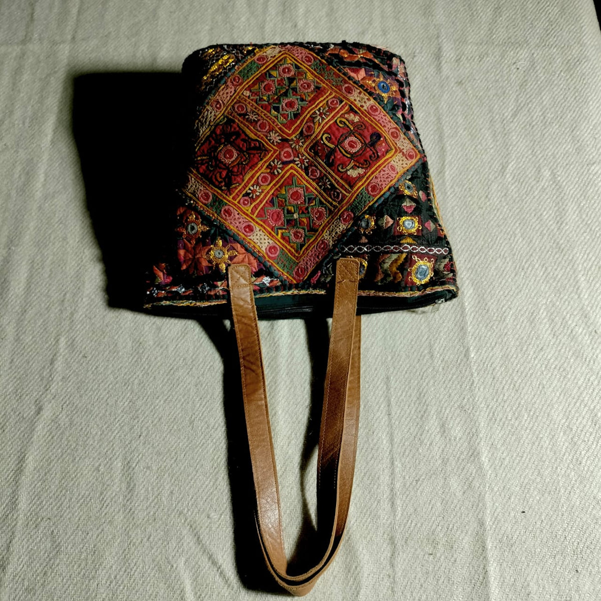 Handcrafted embroiderd vintage tote bag
