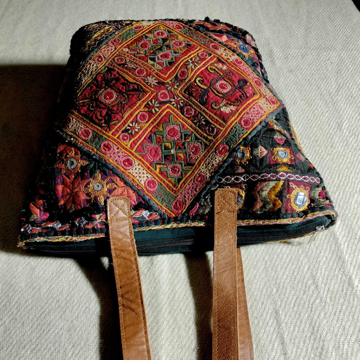 Handcrafted embroiderd vintage tote bag
