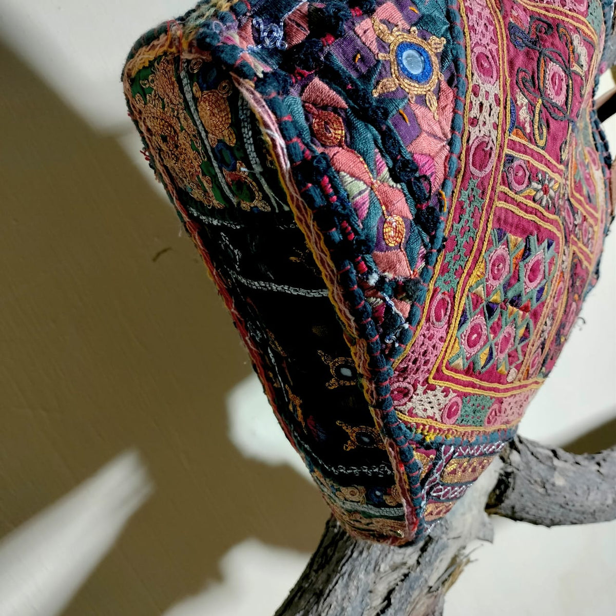 Handcrafted embroiderd vintage tote bag