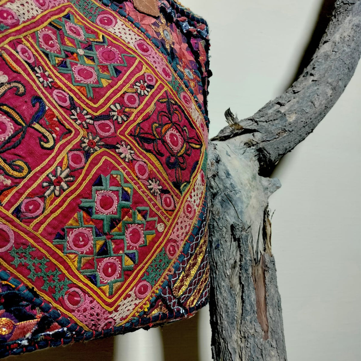 Handcrafted embroiderd vintage tote bag