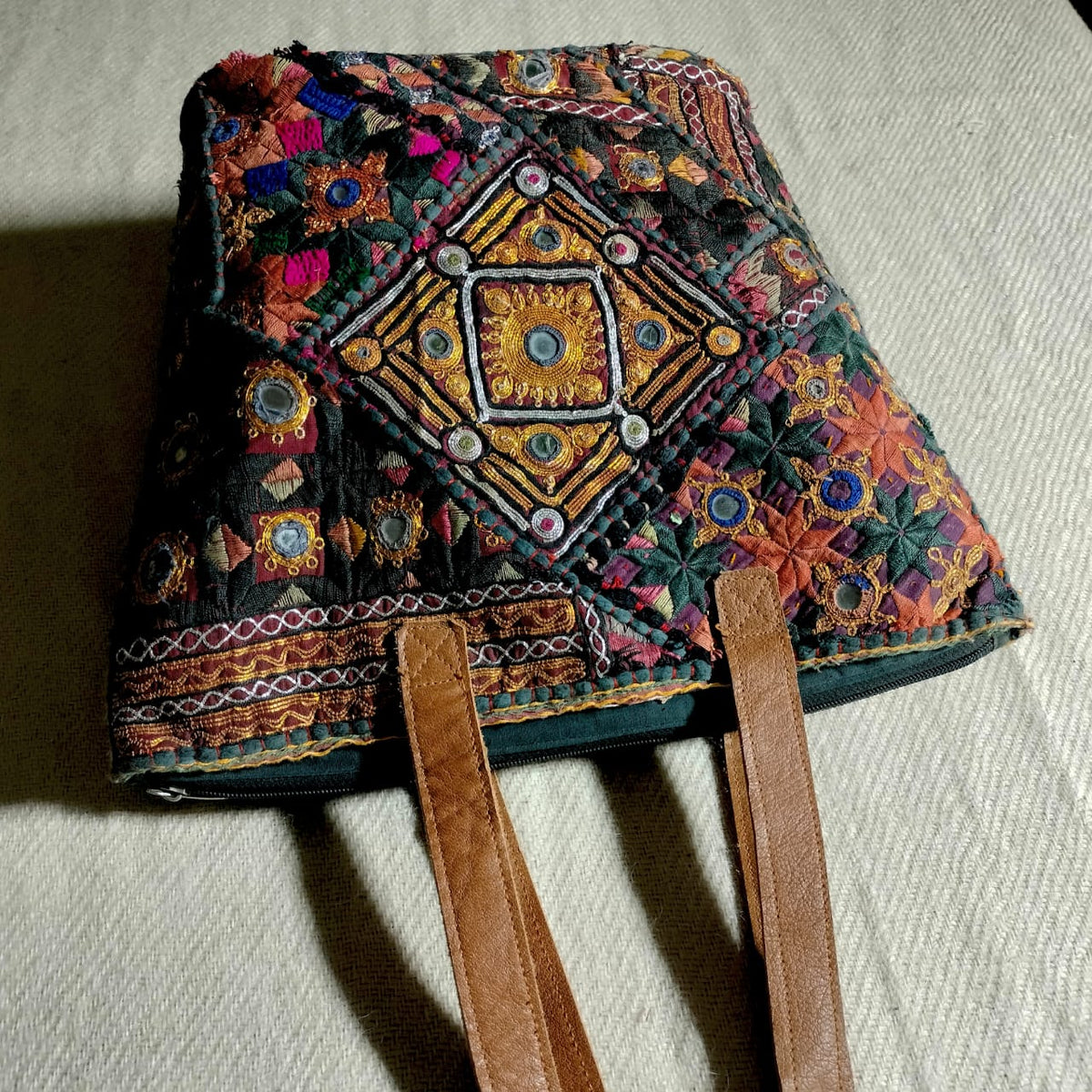 Handcrafted embroiderd vintage tote bag