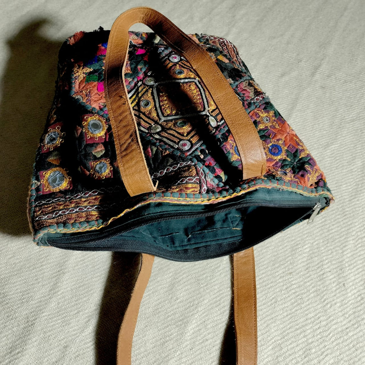 Handcrafted embroiderd vintage tote bag