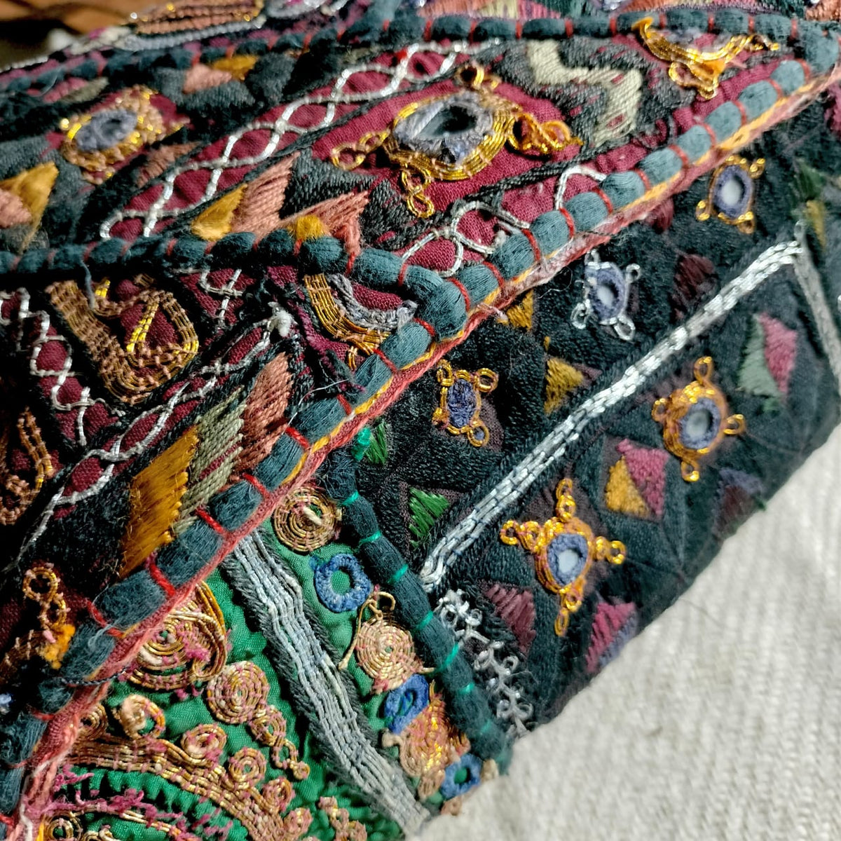Handcrafted embroiderd vintage tote bag