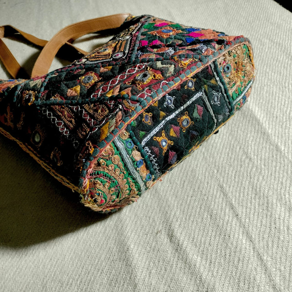 Handcrafted embroiderd vintage tote bag