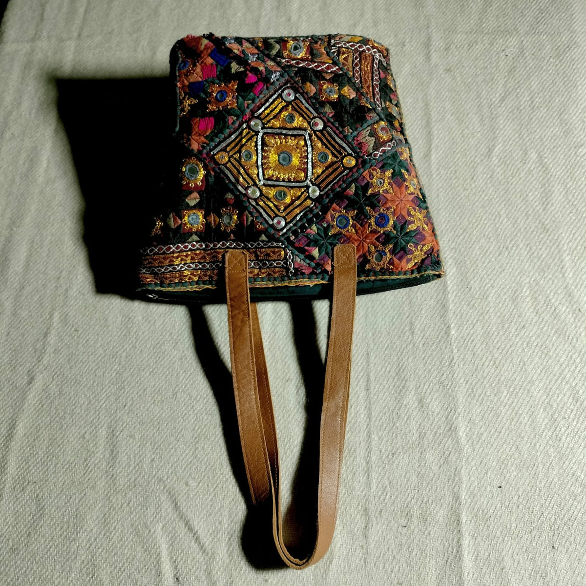 Handcrafted embroiderd vintage tote bag