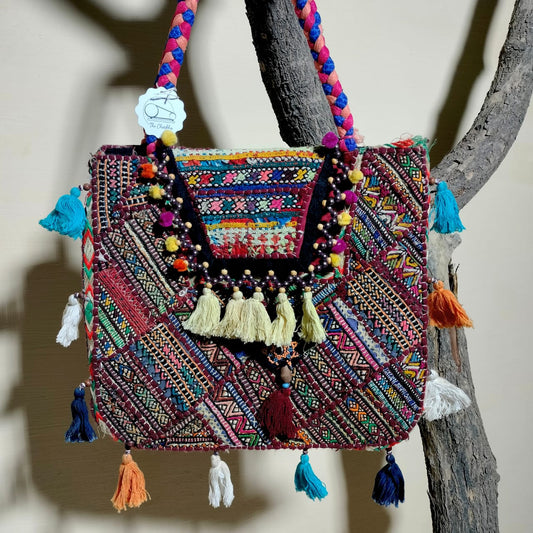 Handcrafted embroiderd Boho tote bag