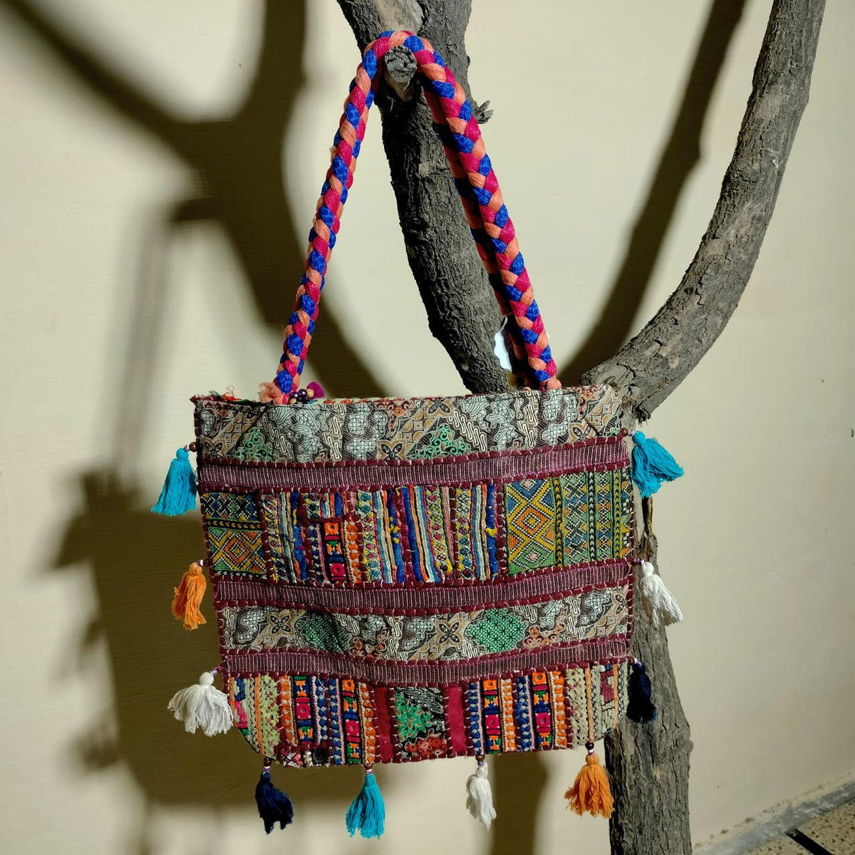 Handcrafted embroiderd Boho tote bag