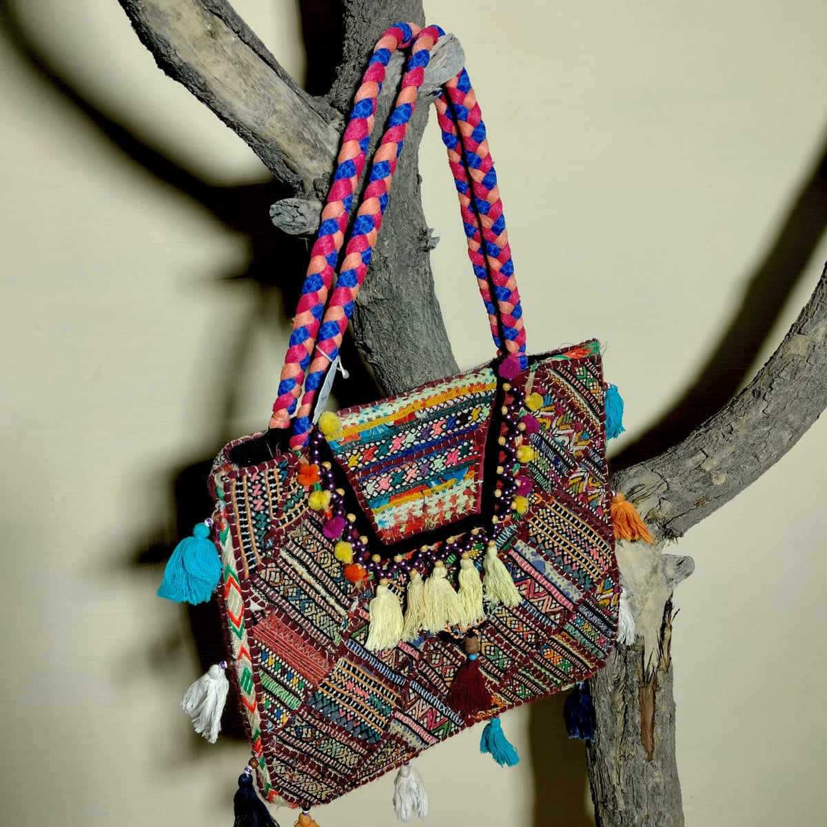 Handcrafted embroiderd Boho tote bag