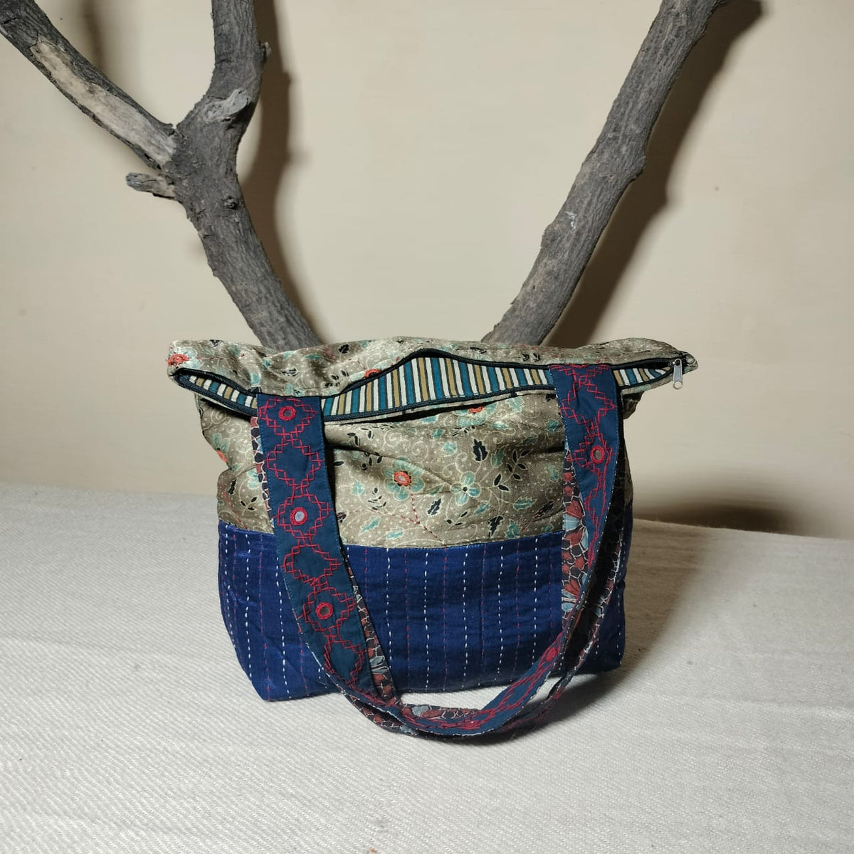 Unique hand crafted khantha work Shoulder bags
