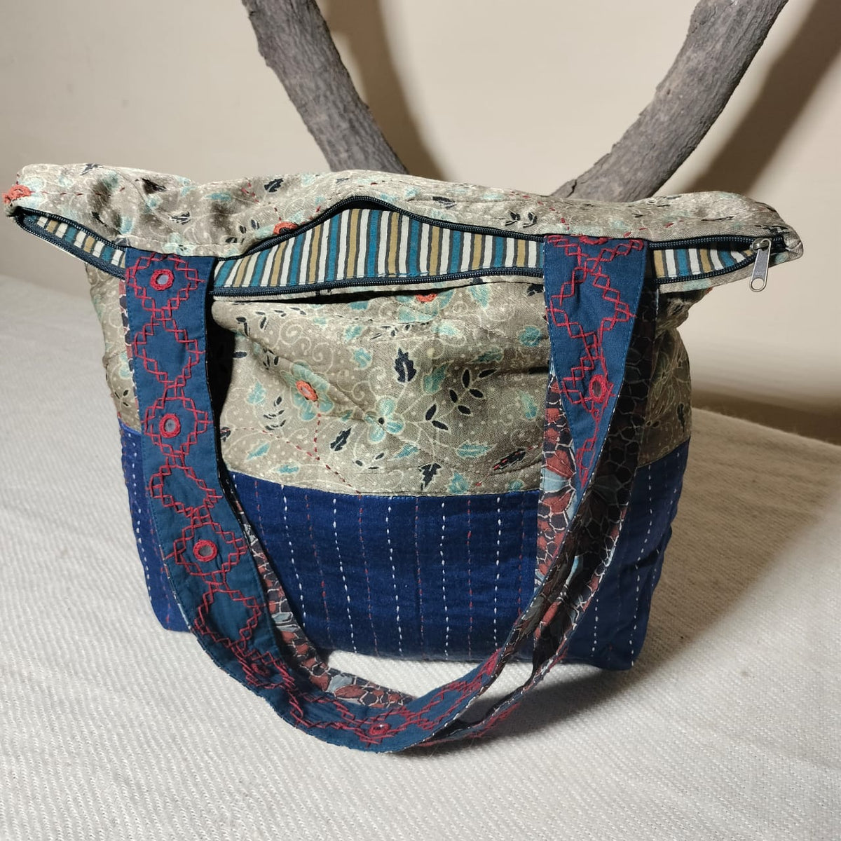 Unique hand crafted khantha work Shoulder bags