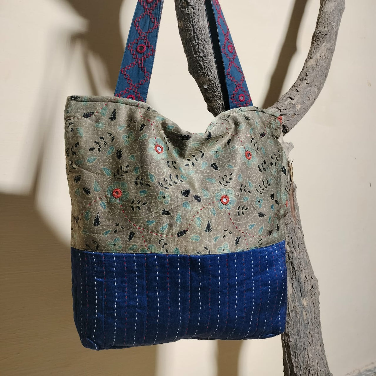 Unique hand crafted khantha work Shoulder bags