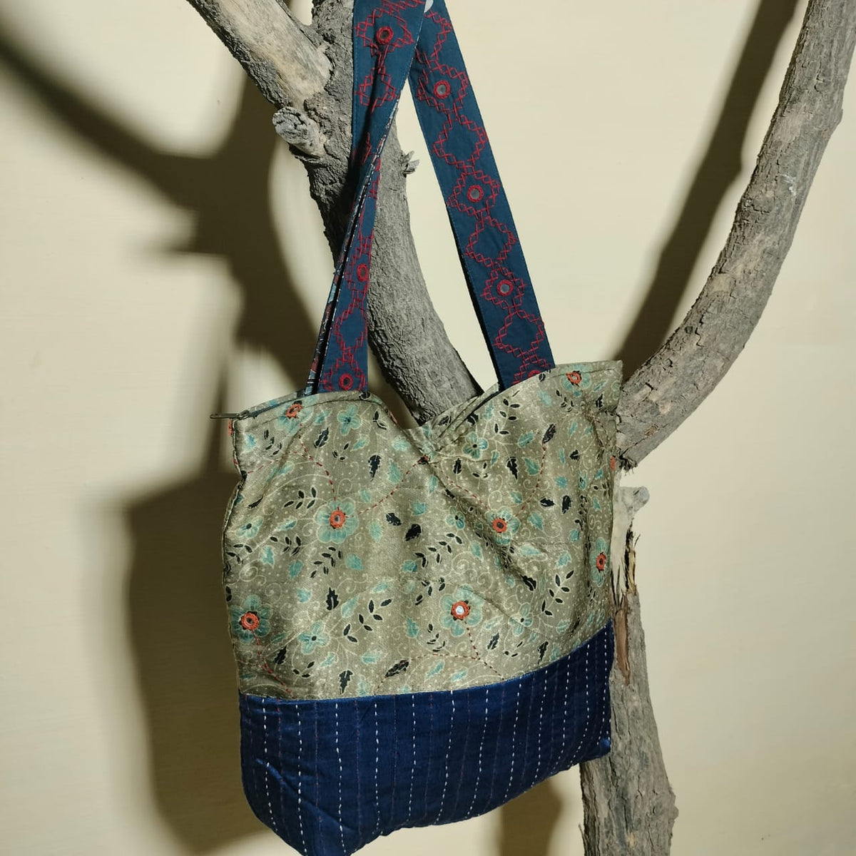Unique hand crafted khantha work Shoulder bags