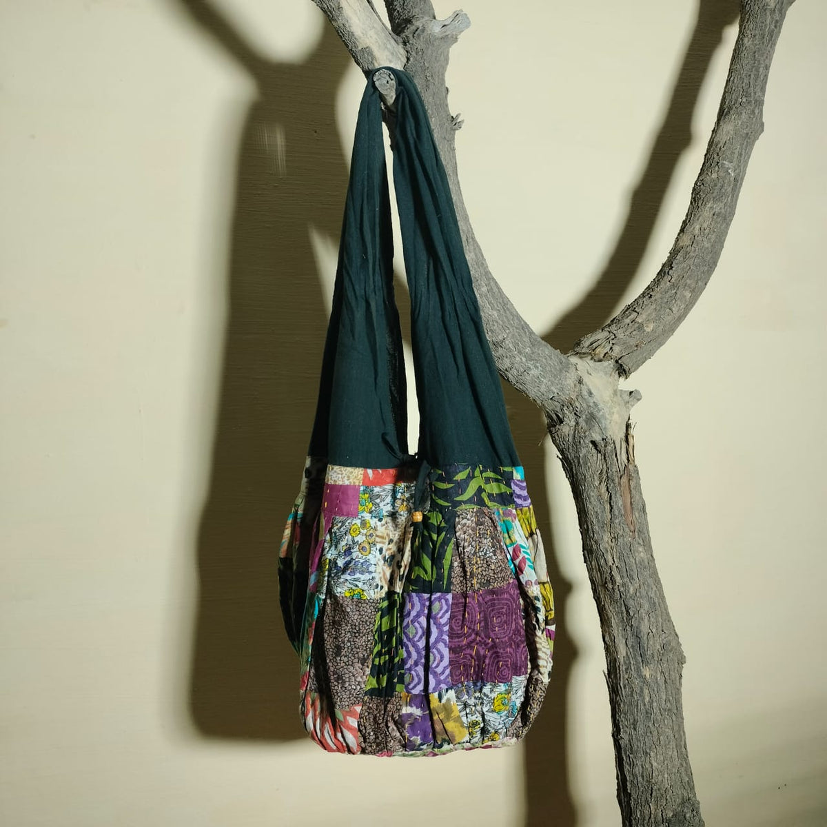 Handcrafted khantha patchwork Jhola bag