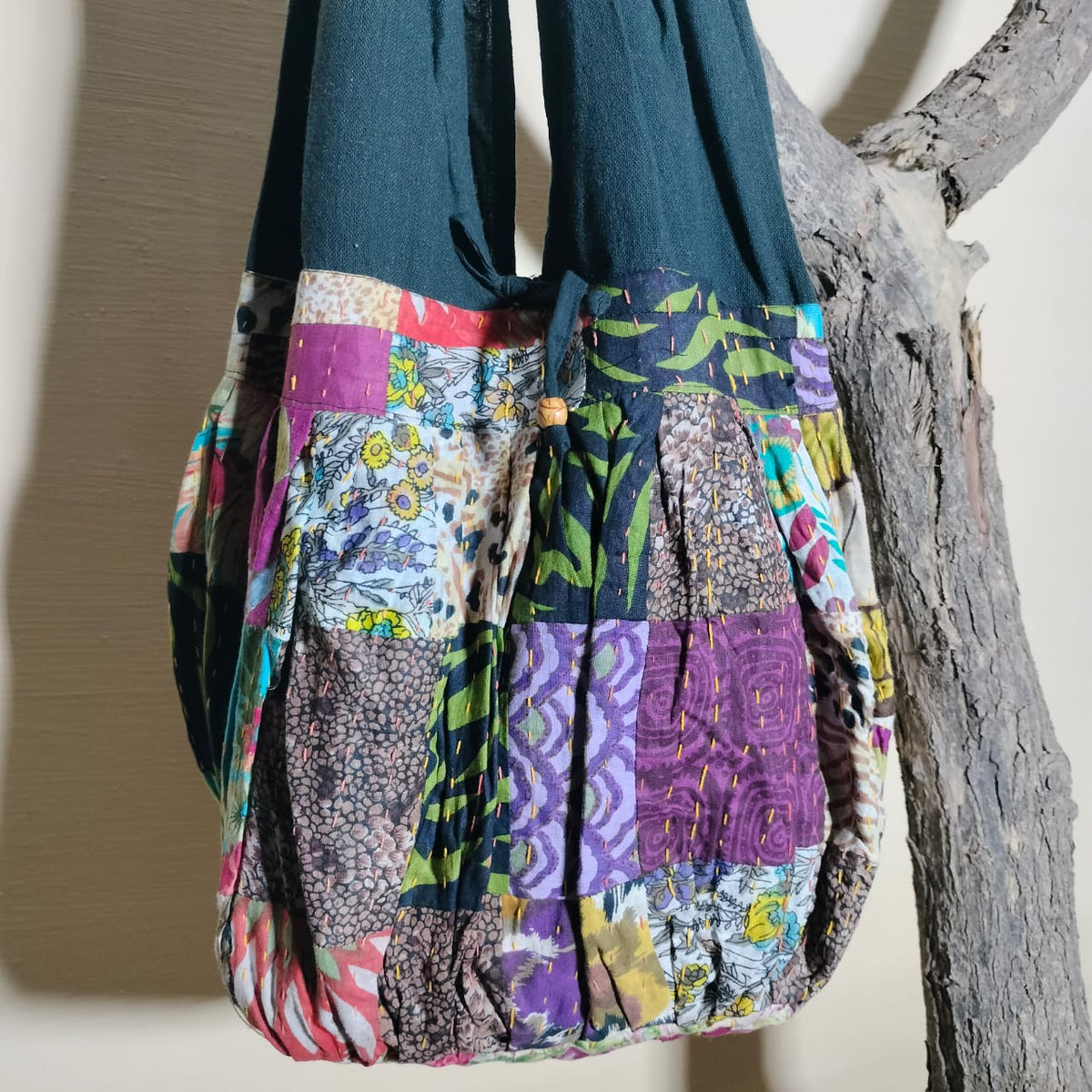 Handcrafted khantha patchwork Jhola bag