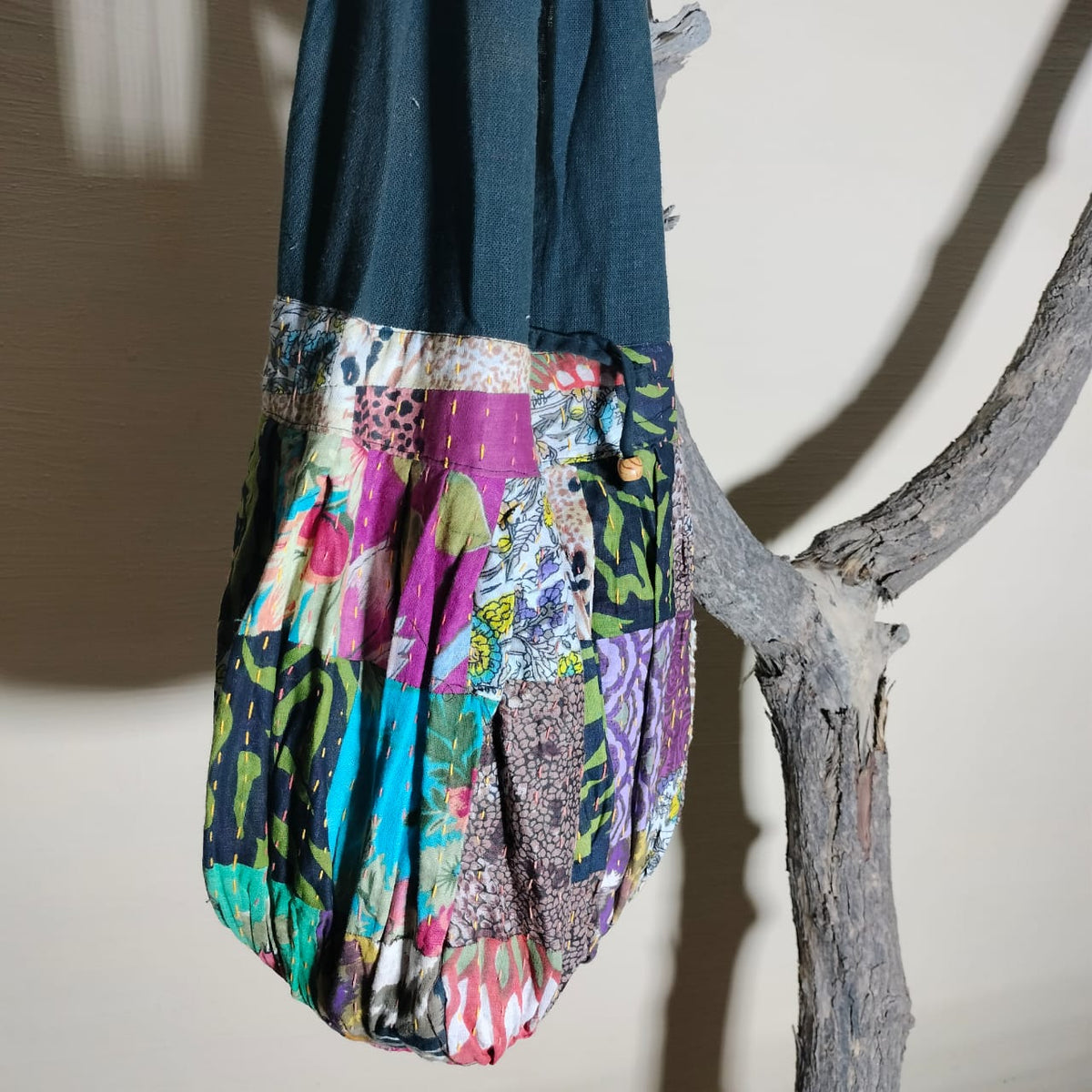 Handcrafted khantha patchwork Jhola bag