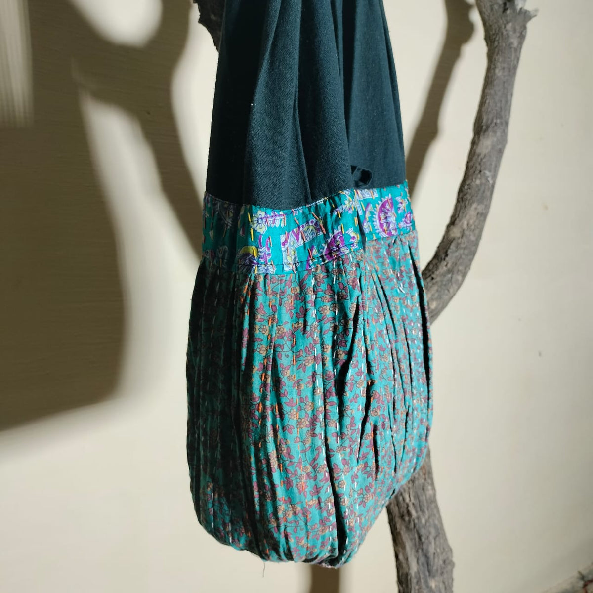 Handcrafted khantha patchwork Jhola bag