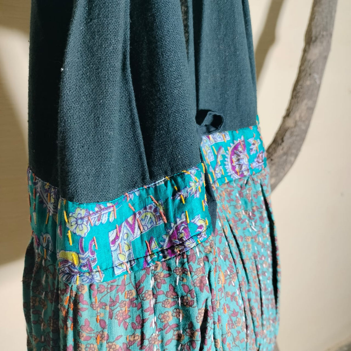 Handcrafted khantha patchwork Jhola bag