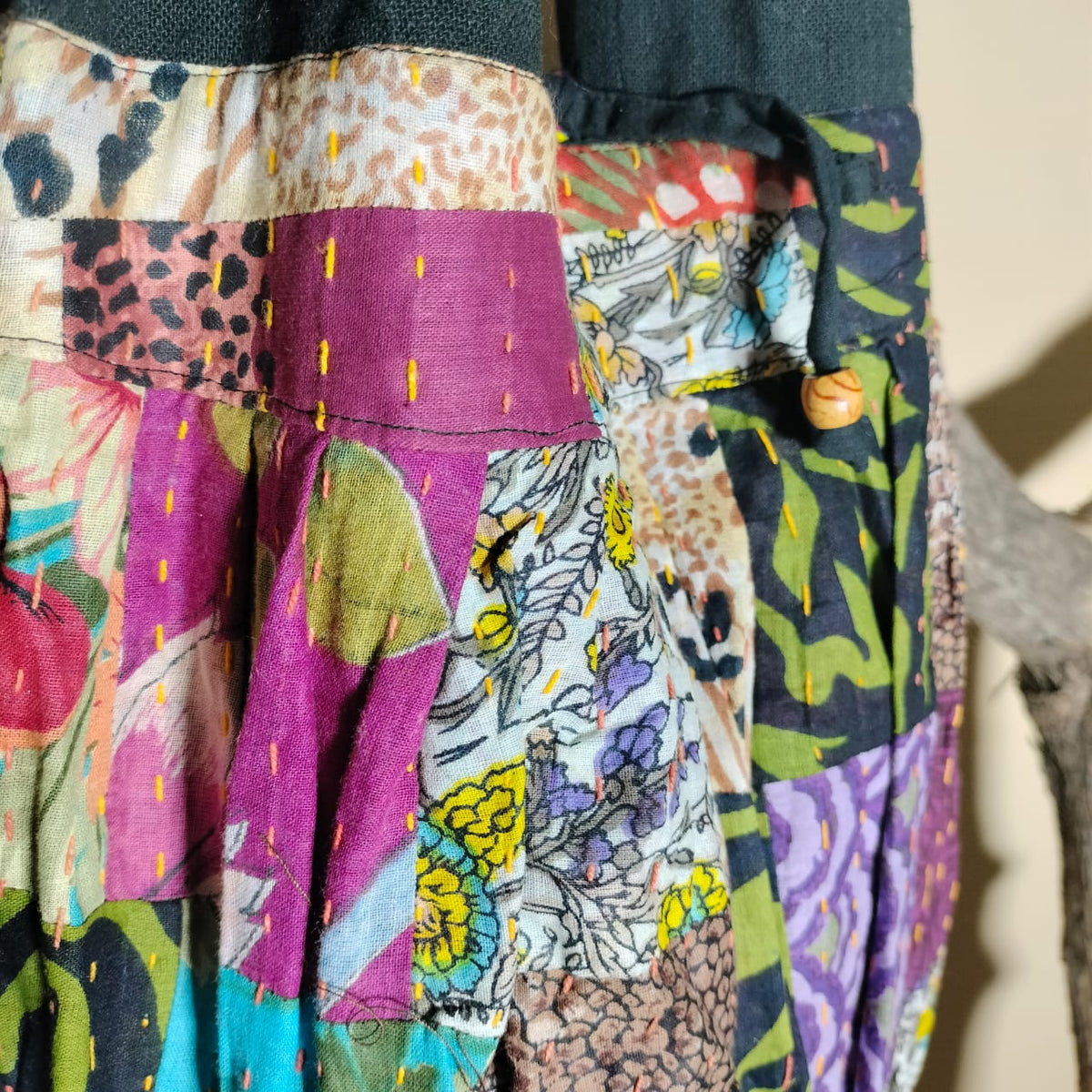 Handcrafted khantha patchwork Jhola bag