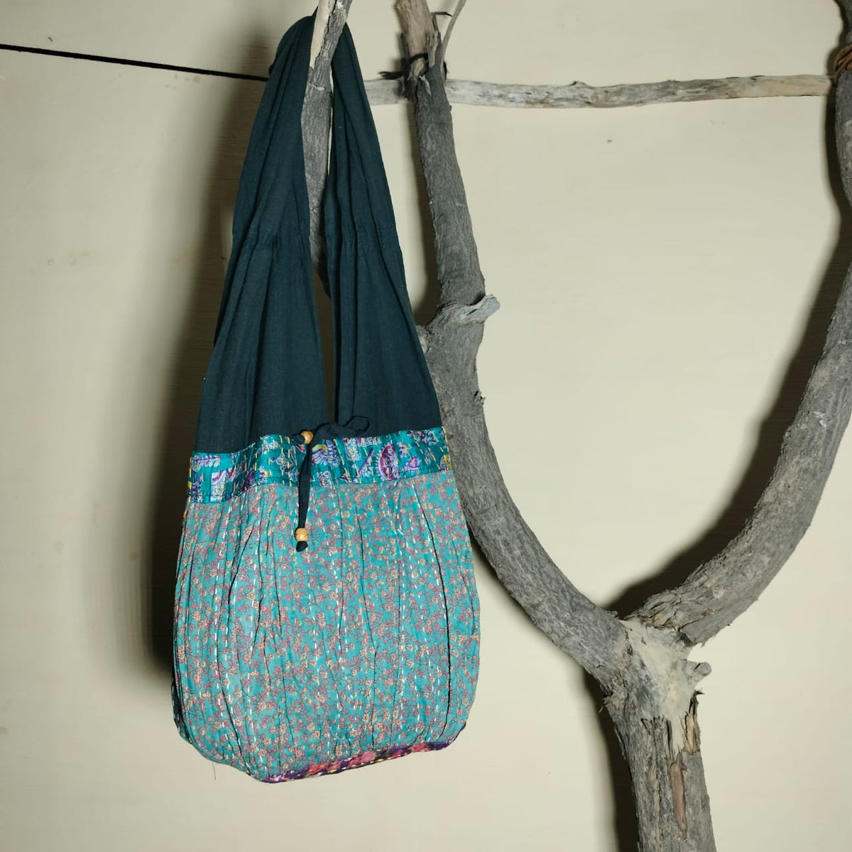 Handcrafted khantha patchwork Jhola bag