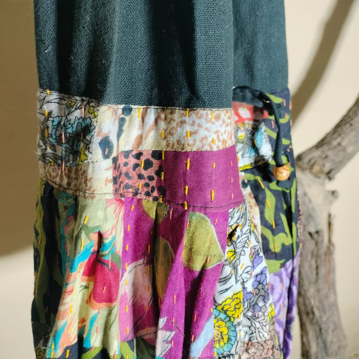 Handcrafted khantha patchwork Jhola bag