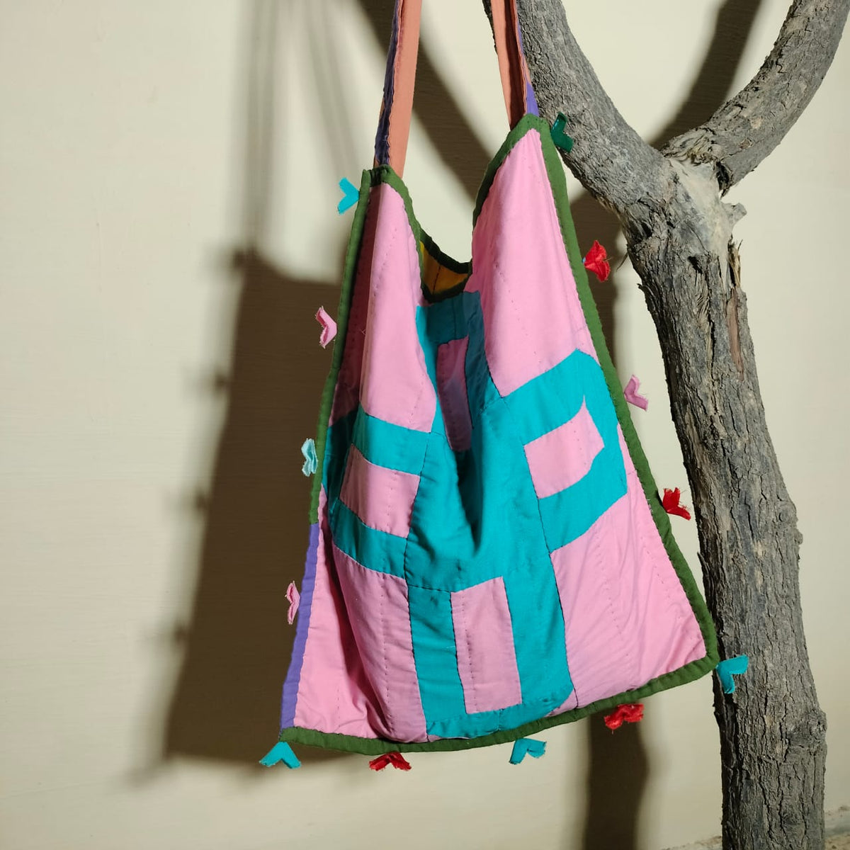 Handcrafted patchwork shoulder Bag