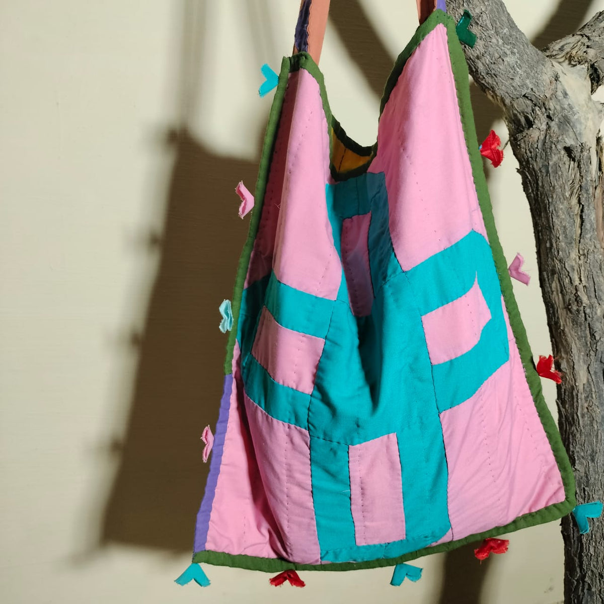 Handcrafted patchwork shoulder Bag