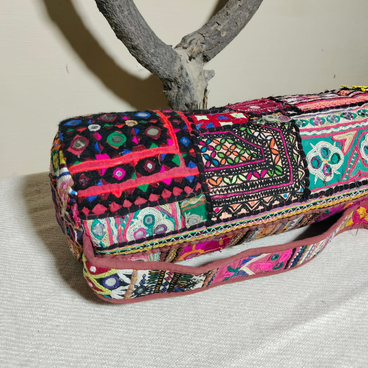 Handcrafted vintage yoga mat cover/ vintage slim kit bag