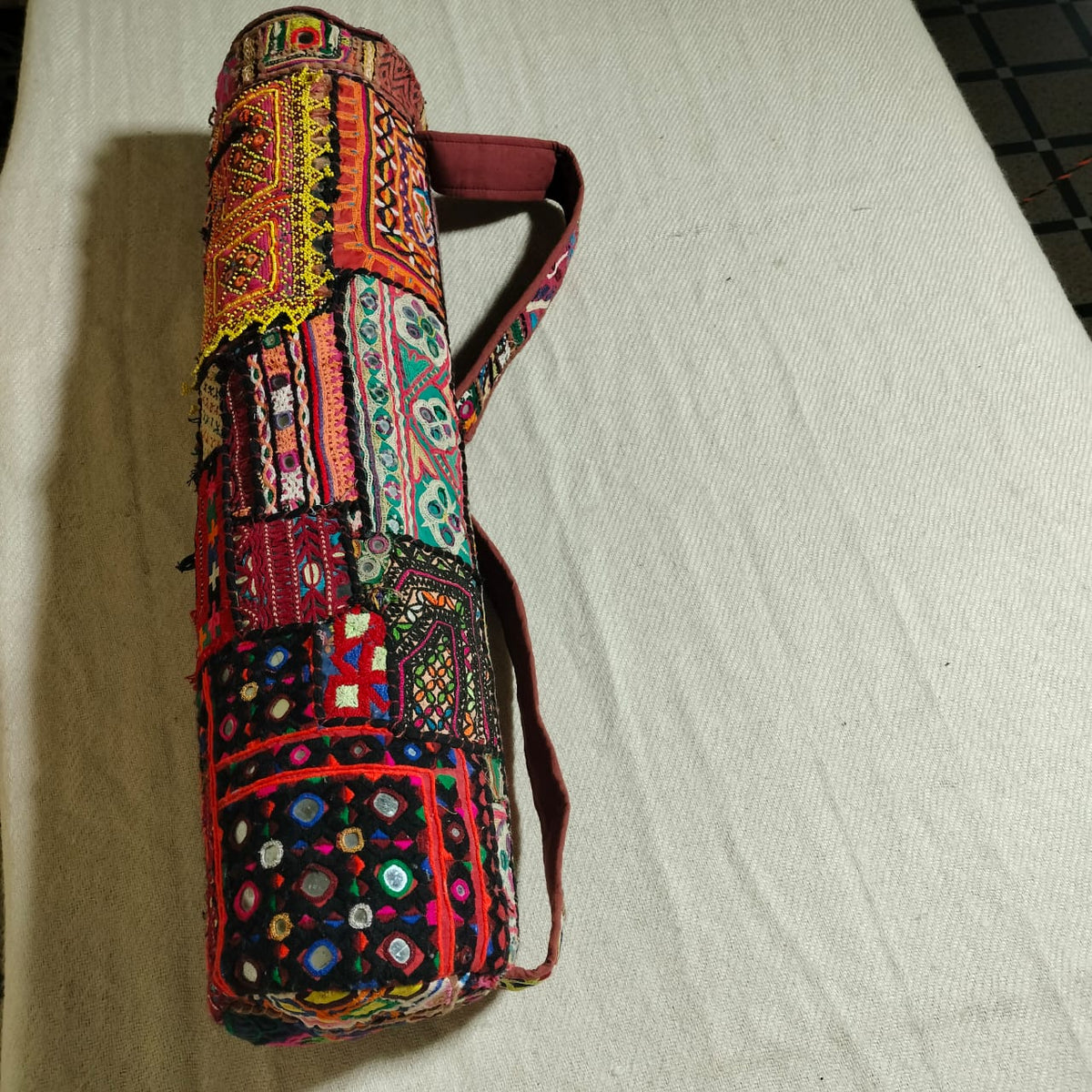 Handcrafted vintage yoga mat cover/ vintage slim kit bag
