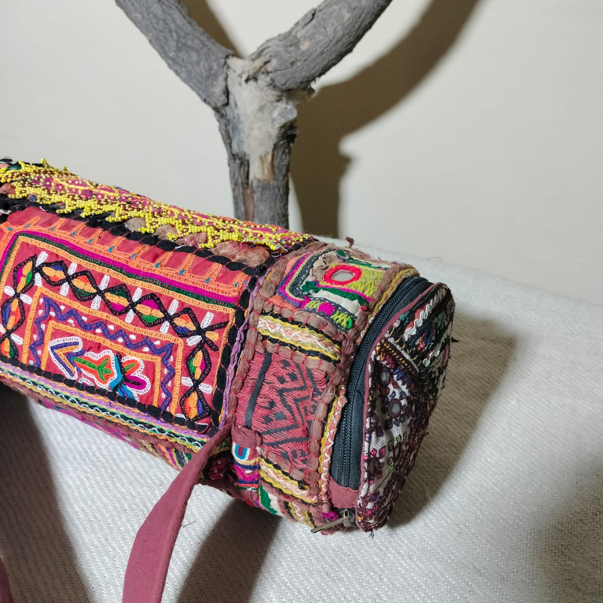 Handcrafted vintage yoga mat cover/ vintage slim kit bag