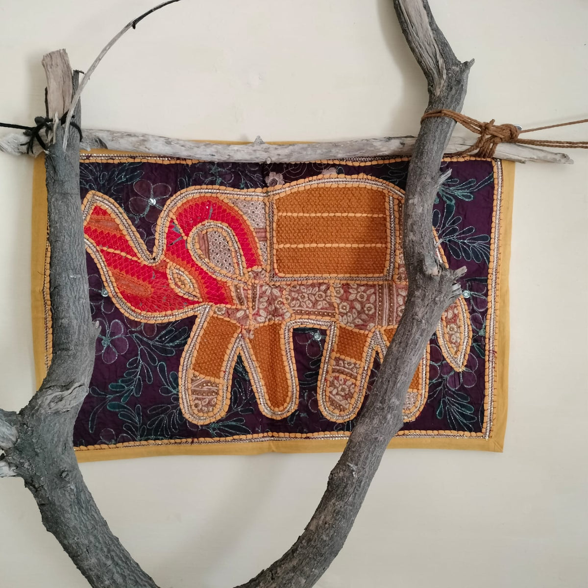 Handcrafted embroiderd elephant pattern Wall hanging