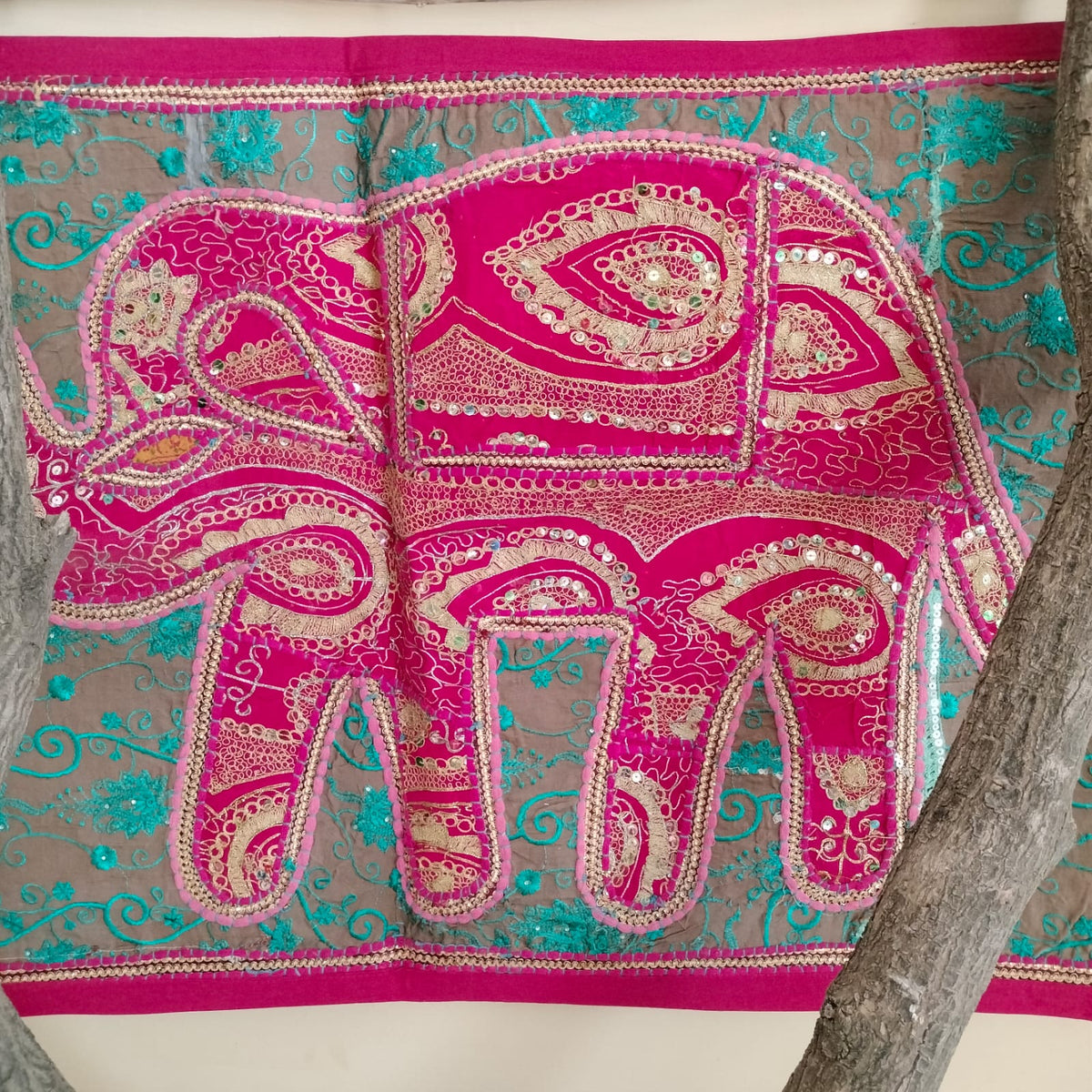 Handcrafted embroiderd elephant pattern Wall hanging