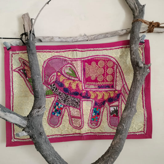 Handcrafted embroiderd elephant pattern Wall hanging