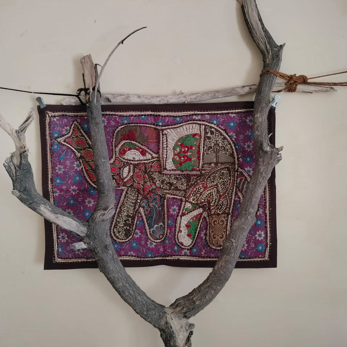 Handcrafted embroiderd elephant pattern Wall hanging