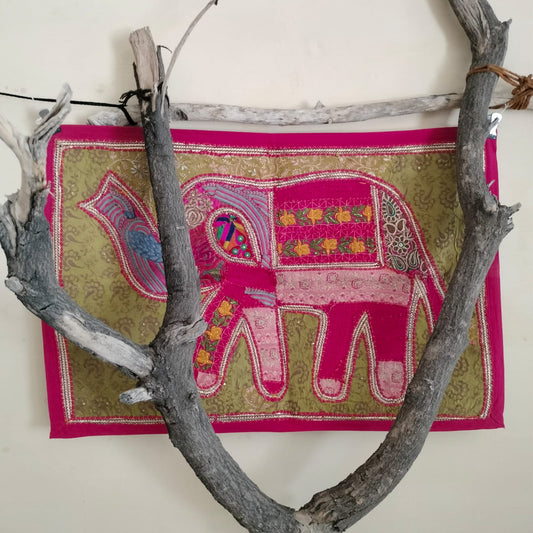 Handcrafted embroiderd elephant pattern Wall hanging