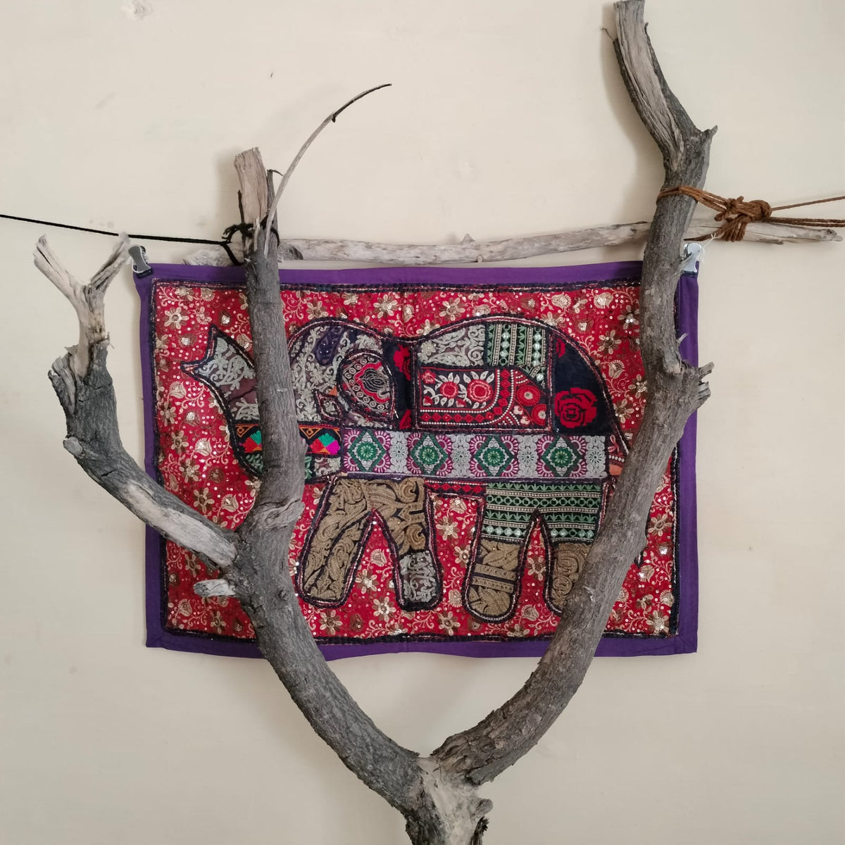 Handcrafted embroiderd elephant pattern Wall hanging