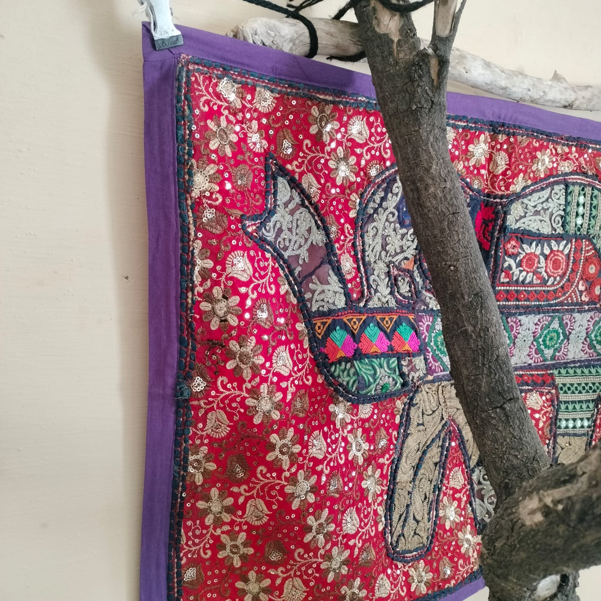 Handcrafted embroiderd elephant pattern Wall hanging