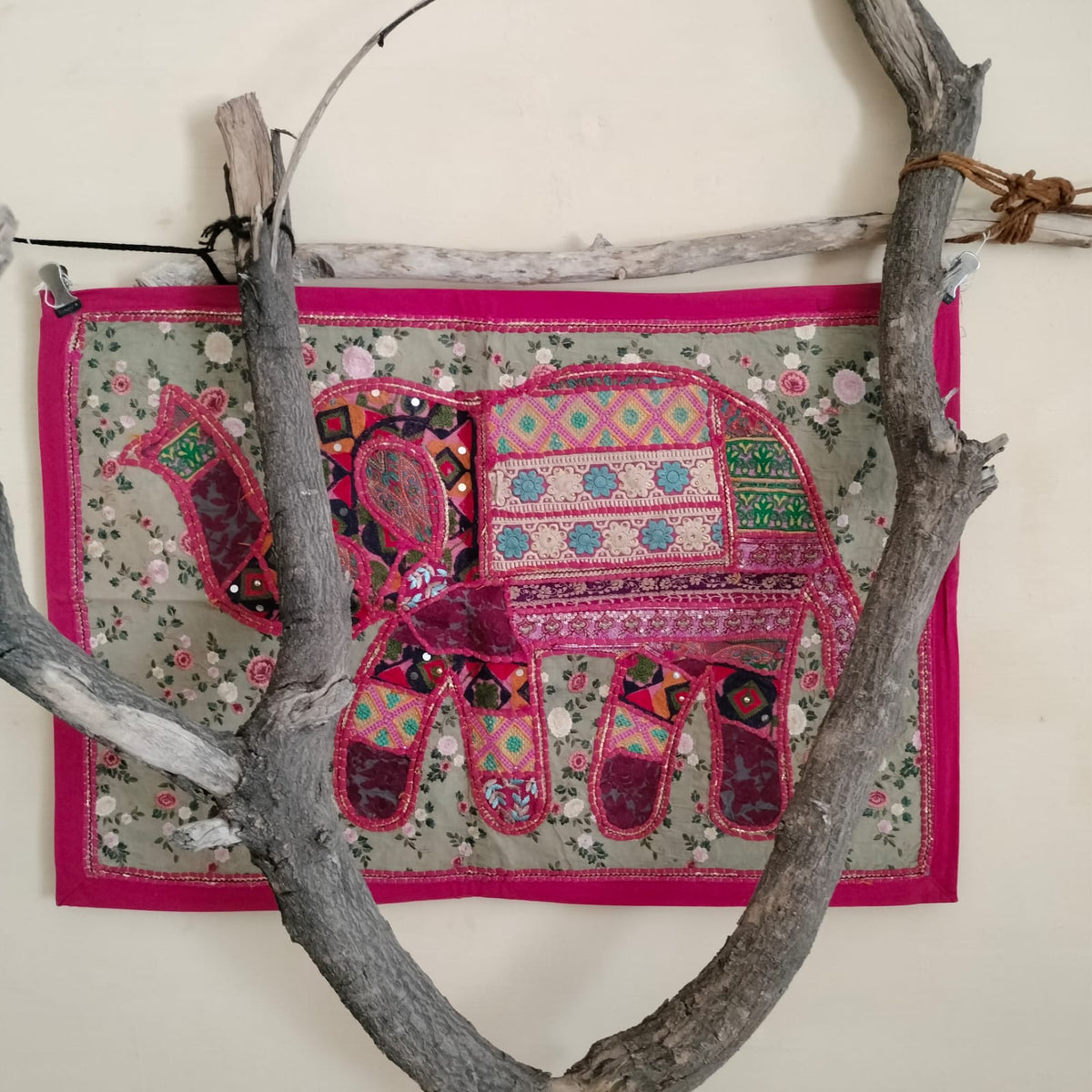 Handcrafted embroiderd elephant pattern Wall hanging