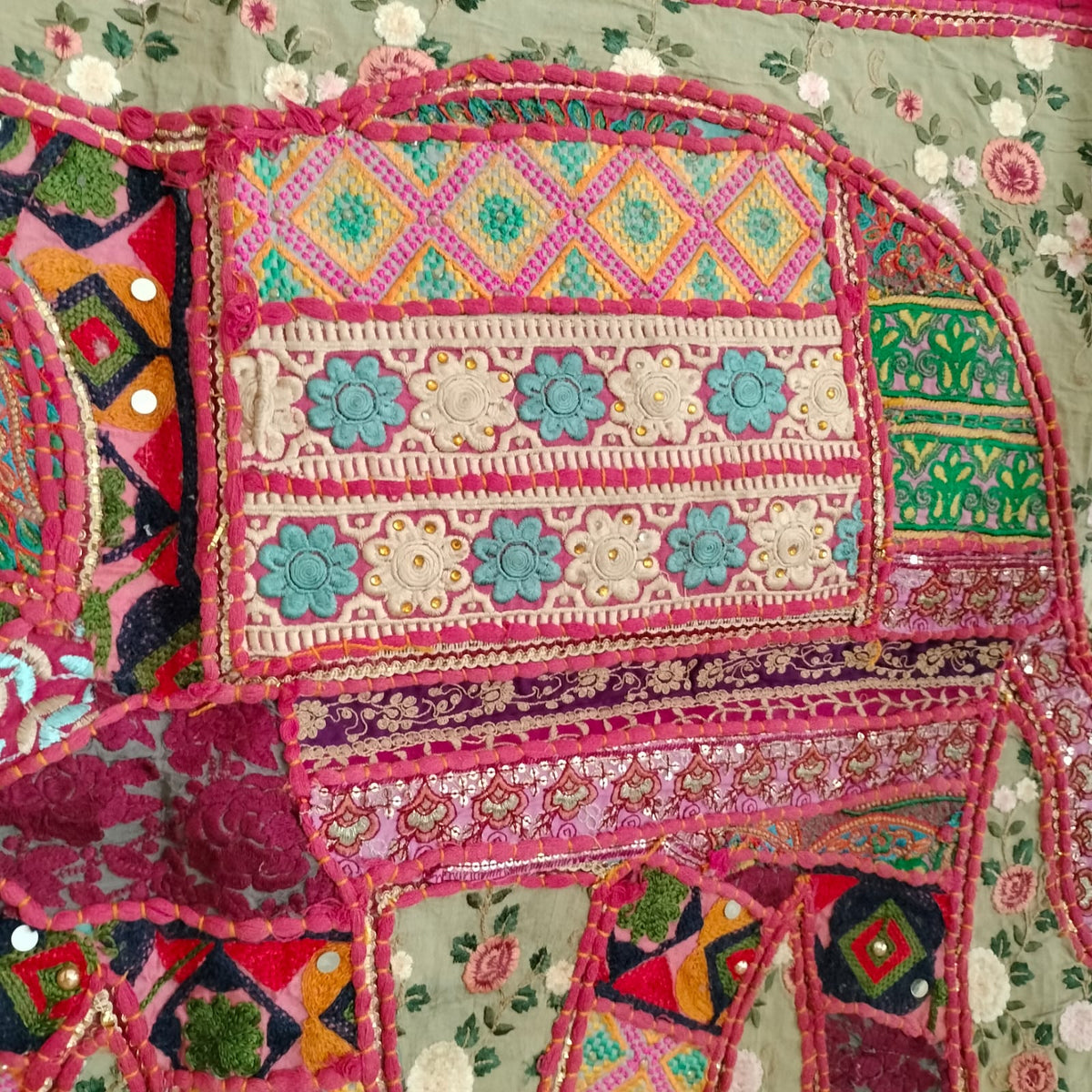 Handcrafted embroiderd elephant pattern Wall hanging