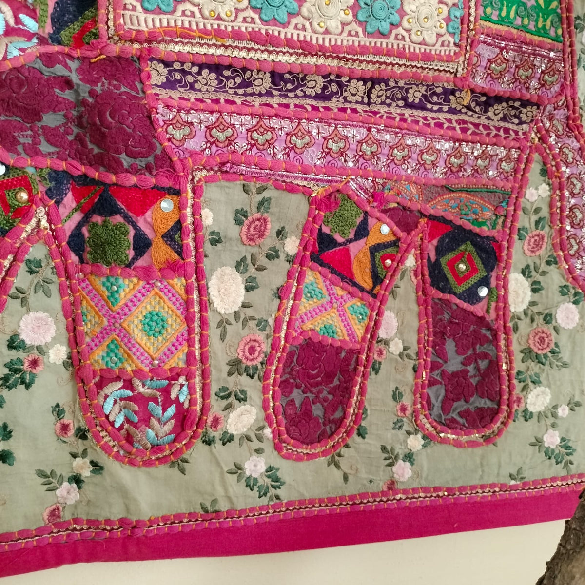 Handcrafted embroiderd elephant pattern Wall hanging