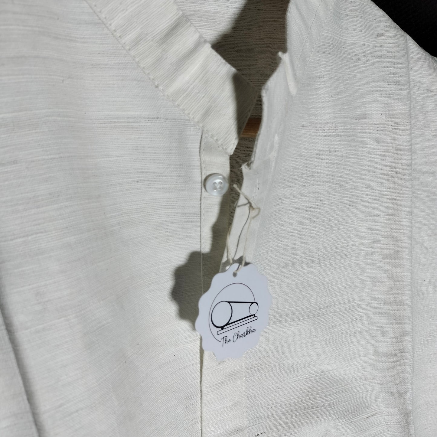 The pair of white khadi shirts/kurta for couple